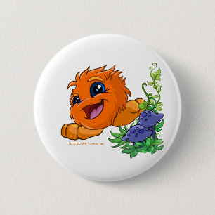 Macaron Rond 5 Cm JubJub orange heureux au central de Neopia