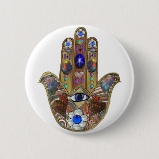 Macaron Rond 5 Cm Judaica Hamsa Coeurs Fleurs Opal Art Imprimer