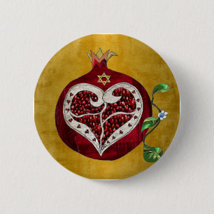 Macaron Rond 5 Cm Judaica Pomegranate Heart Hanoukka Rosh Hashanah