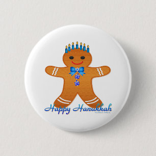 Macaron Rond 5 Cm Judaïque Hanoukka Gingerbread Homme Menorah