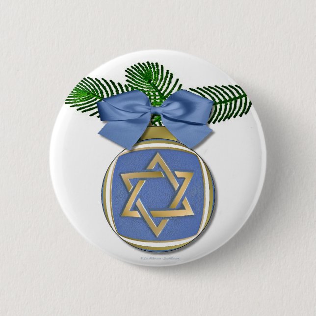 Macaron Rond 5 Cm Judaïque Hanoukka Star Of David Ornament Print (Devant)