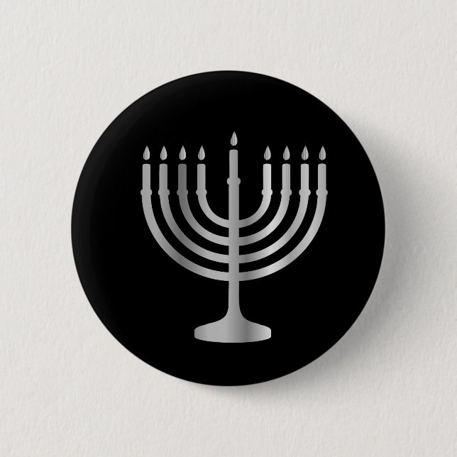Macaron Rond 5 Cm Judaïsme Menorah (Devant)