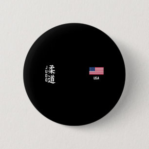 Macaron Rond 5 Cm Judo Drapeau Américain Judoka Dojo Art Martial Amé