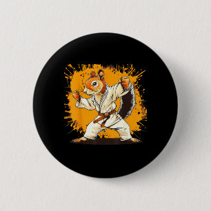 Macaron Rond 5 Cm Judo Écureuil Aquarelle Taekwondo Karaté MMA