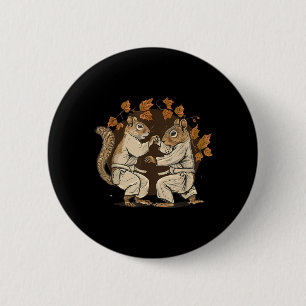Macaron Rond 5 Cm Judo Écureuil Nature MMA Arts Martiaux Kickboxing