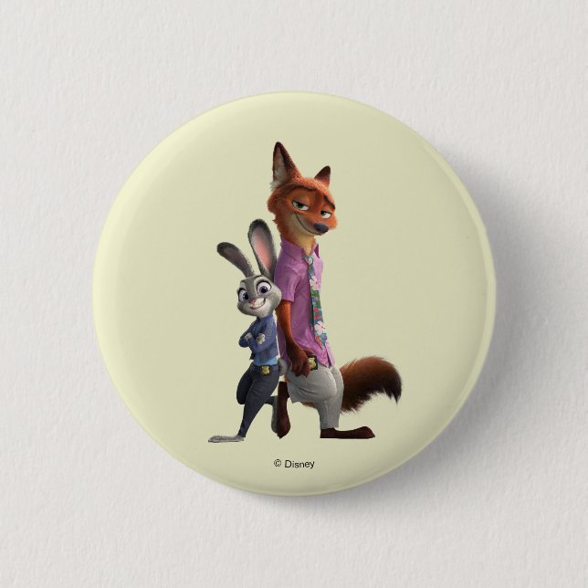 Macaron Rond 5 Cm Judy et Nick Meilleurs Amis (Devant)