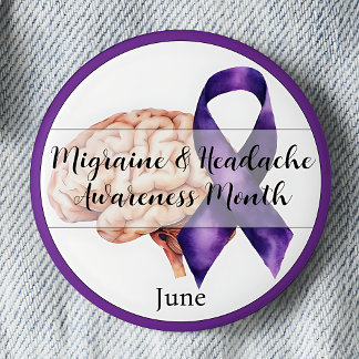 Macaron Rond 5 Cm Juin Mois de sensibilisation aux migraines et aux