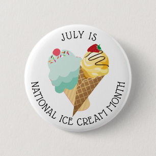 Macaron Rond 5 Cm July is National Ice Cream Month Button