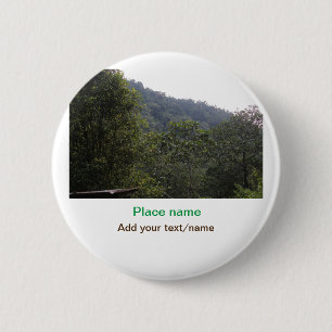 Macaron Rond 5 Cm Jungle forêt arbres montagne voyage ajouter nom du