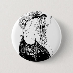 Macaron Rond 5 Cm Jupe Peacock Beardsley Nouveau
