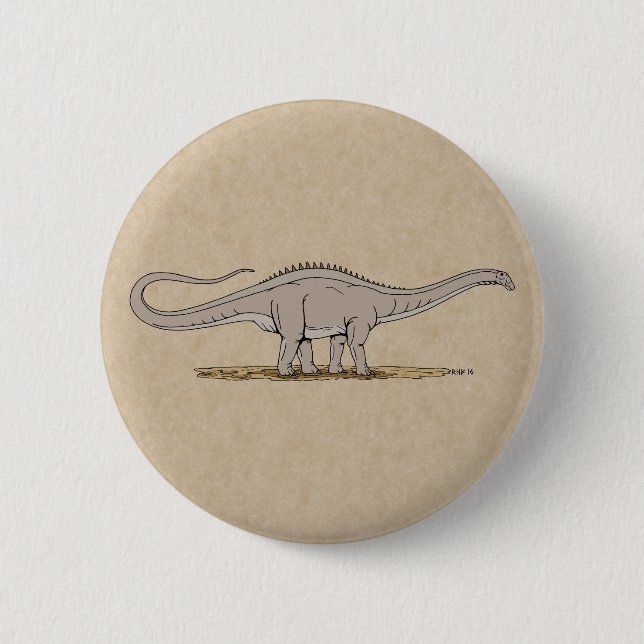 Macaron Rond 5 Cm Jurassique Dinosaure Apatosaurus (Devant)