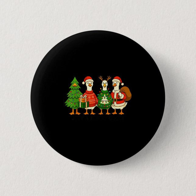 Macaron Rond 5 Cm Just A Merry Goose Funny Christmas Holiday Party  (Devant)