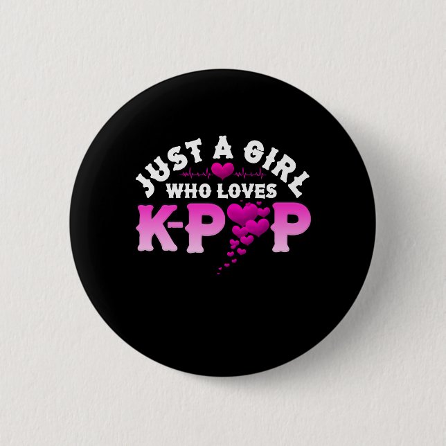 Macaron Rond 5 Cm Just Girl Who Loves K-pop Finger Heart (Devant)