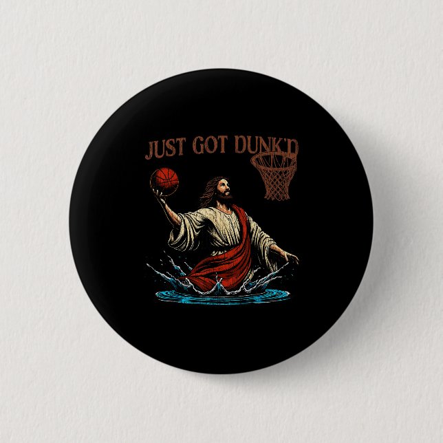 Macaron Rond 5 Cm Just Got Dunked Funny Baptism Jesus Christian Bask (Devant)