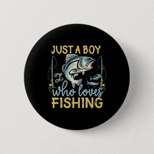 Macaron Rond 5 Cm Juste un garçon qui aime la pêche Pêche Pêcheur Pl