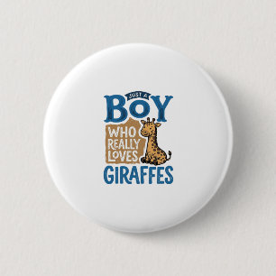 Macaron Rond 5 Cm Juste un garçon qui aime les girafes design de t-s