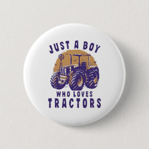 Macaron Rond 5 Cm Juste un garçon qui aime les tracteurs et les cami