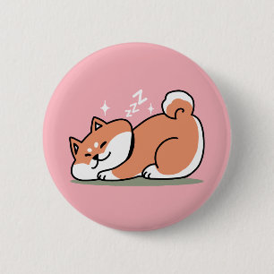 Macaron Rond 5 Cm Juste un Shiba allongé bas : mignonne conception S