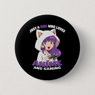 Macaron Rond 5 Cm Juste Une Fille Qui Aime Anime Et Jouer Anime Girl