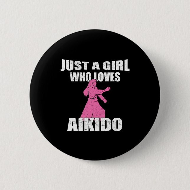 Macaron Rond 5 Cm Juste Une Fille Qui Aime L'Aikido (Devant)