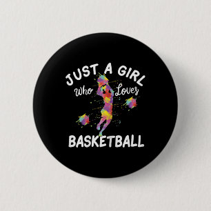 Macaron Rond 5 Cm Juste Une Fille Qui Aime Le Basket-Ball