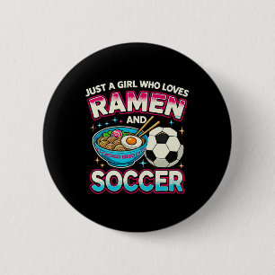 Macaron Rond 5 Cm Juste une fille qui aime le ramen et le football