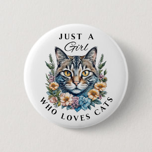 Macaron Rond 5 Cm Juste une fille qui aime les chats