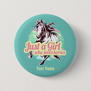 Macaron Rond 5 Cm Juste Une Fille Qui Aime Les Chevaux Aquarelle Vin