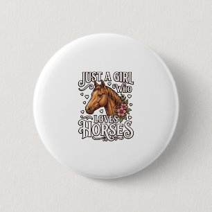 Macaron Rond 5 Cm Juste Une Fille Qui Aime Les Chevaux Design De Che