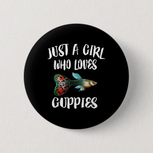 Macaron Rond 5 Cm Juste une fille qui aime les guppies Aquarium Pois
