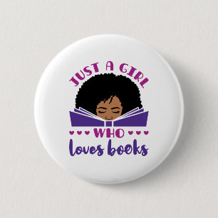 Macaron Rond 5 Cm Juste une fille qui aime les livres Africains-Amér