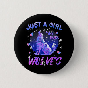 Macaron Rond 5 Cm Juste une fille qui aime les loups Loup Cool pour