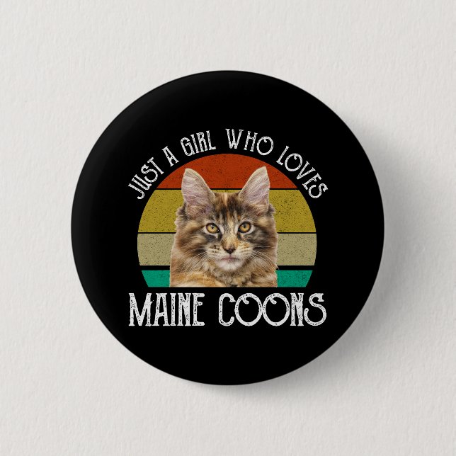 Macaron Rond 5 Cm Juste Une Fille Qui Aime Les Maine Coons (Devant)