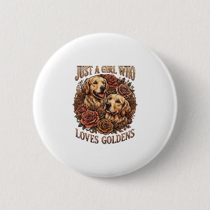 Macaron Rond 5 Cm Juste une fille qui aime les roses pour chiens Gol