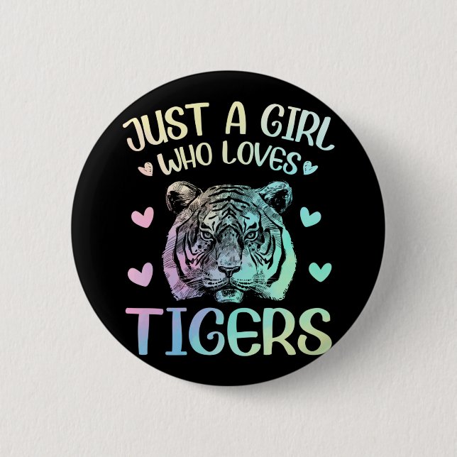 Macaron Rond 5 Cm Juste une fille qui aime les tigres (Devant)
