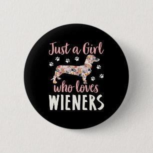 Macaron Rond 5 Cm Juste une fille qui aime les Wieners