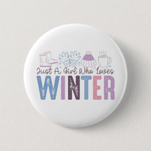 Macaron Rond 5 Cm Juste une fille qui aime l'hiver mignonne design s