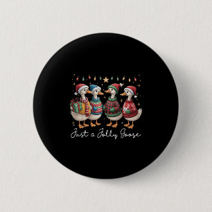 Macaron Rond 5 Cm Juste Une Oie De Jolly Drôle Oie De Père Noël Rein