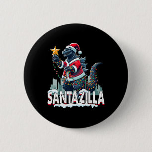 Macaron Rond 5 Cm Kaiju Noël Santazilla Monstre Japonais Dinosaure