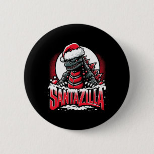 Macaron Rond 5 Cm Kaiju Noël Santazilla Monstre Japonais Dinosaure