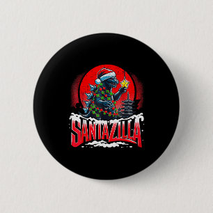 Macaron Rond 5 Cm Kaiju Noël Santazilla Monstre Japonais Dinosaure