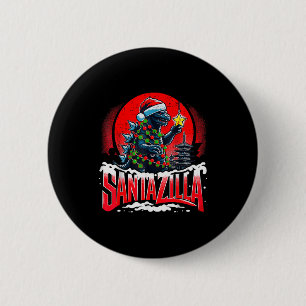 Macaron Rond 5 Cm Kaiju Noël Santazilla Monstre Japonais Dinosaure