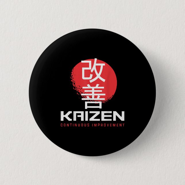 Macaron Rond 5 Cm Kaizen Amélioration continue Kai Zen Japonais Mot (Devant)
