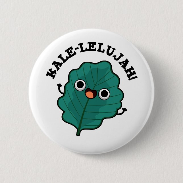 Macaron Rond 5 Cm Kale-lelujah Funny Veggie Kale Pun (Devant)