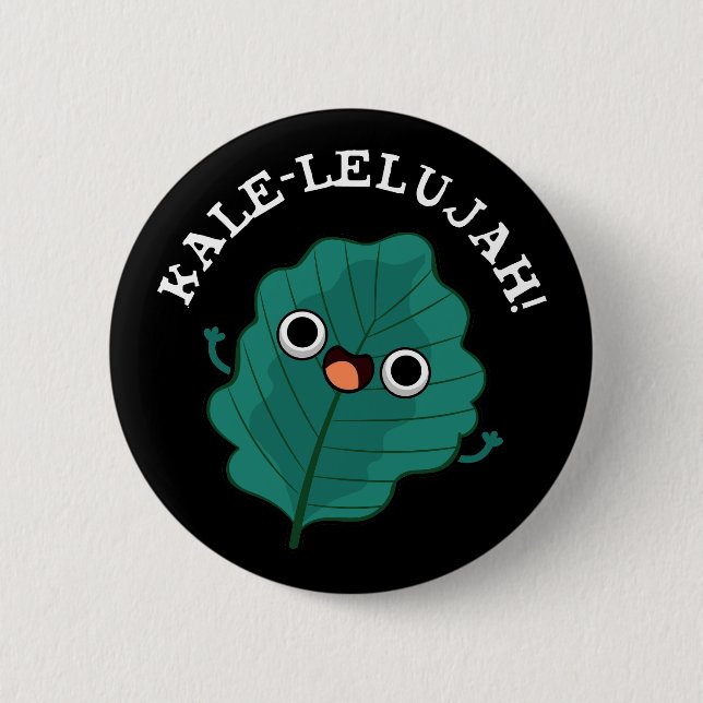 Macaron Rond 5 Cm Kale-lelujah Funny Veggie Kale Pun Dark BG (Devant)