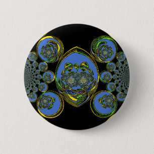 Macaron Rond 5 Cm Kaleidoscope bleu et jaune Imprimer