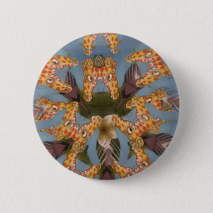 Macaron Rond 5 Cm Kaleidoscope Giraffe Mandala : Safari Art Abstrait