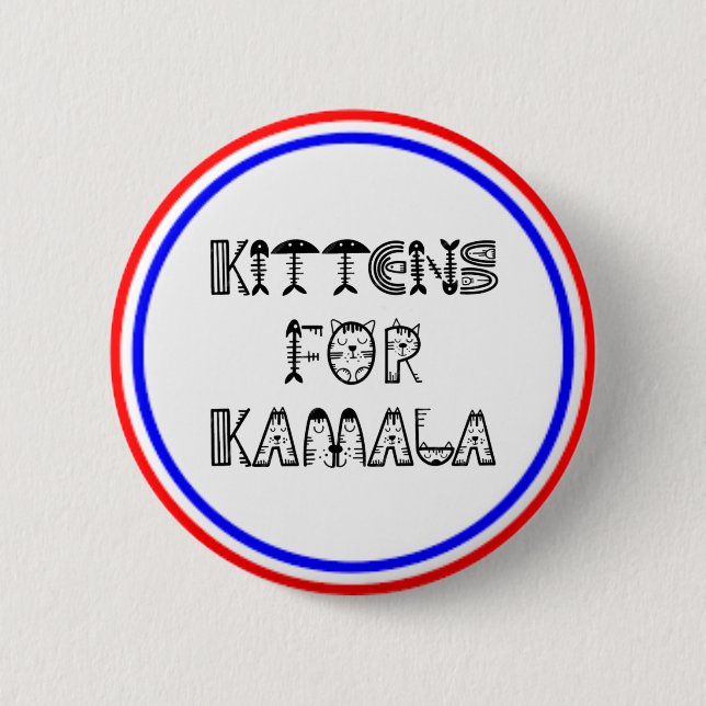 Macaron Rond 5 Cm KAMALA et KITTENS SONT PATRIOTIQUES (Devant)