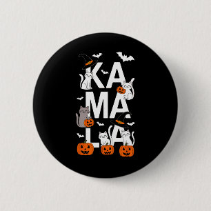 Macaron Rond 5 Cm Kamala Halloween Chat Citrouille sorcière Casquett