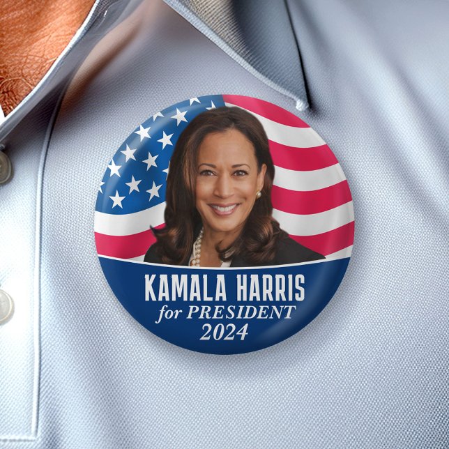 Macaron Rond 5 Cm Kamala Harris 2024 - Conception classique du drape (Campaign Button)